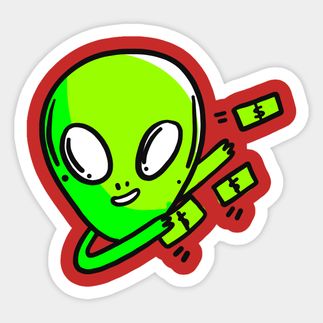 Confident Alien Space Alien Alien Head Sticker by rjstyle7